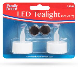 LED-es teamécses, 2db, Fehér (55246)
