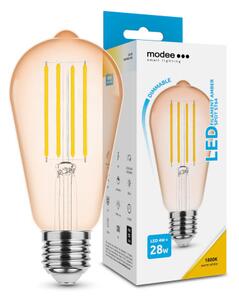 LED lámpa , égő , izzószálas hatás , filament , Edison , E27 foglalat , ST64 , 4 Watt , dimmelhető , meleg fehér , 1800K , borostyán sárga , Modee