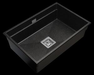 Gamma Decor 7050, 1 rekeszes gránit mosogató 700x470x220 mm, fekete pettyes, GMA-ZLE000105