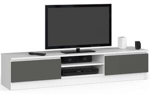 Akord - CLP Stílusú Fehér/Szürke Laminált TV-Komód 160 cm, 2 Ajtós, Matt Befejezésű, ABS Szegéllyel, Összeszerelést Igényel, Ideális Modern Otthonokba