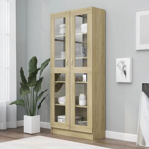 VidaXL sonoma tölgy színű szerelt fa vitrinszekrény 82,5x30,5x185,5 cm