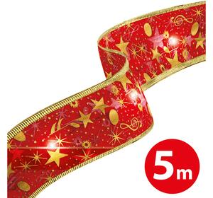 Karácsonyi LED-es szalag - piros - 5 m x 5 cm - 50 LED - USB (58933J)