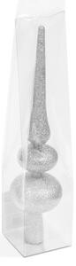 Family Karácsonyfa csúcsdísz - ezüst, glitteres - 30x7cm (58780B)