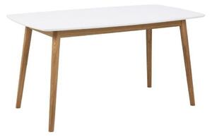 Asztal Oakland D107, Tölgy, Fehér, 75.5x80x150cm, Természetes fa furnér, Közepes sűrűségű farostlemez, Váz anyaga
