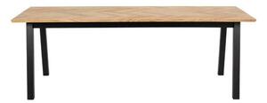 Asztal Oakland 388, Tölgy, Fekete, 75x95x220cm, Laminált forgácslap, Természetes fa furnér, Közepes sűrűségű farostlemez
