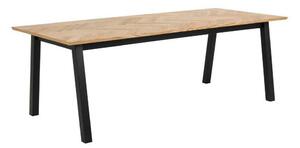 Asztal Oakland 388, Fekete, Tölgy, 75x95x220cm, Laminált forgácslap, Természetes fa furnér, Közepes sűrűségű farostlemez