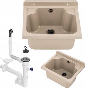 Gamma Manta mini, univerzális műanyag mosogató 42,4x34,3x24,2 cm + szifon, 1 kamrás, bézs, GMA-KGM42-B