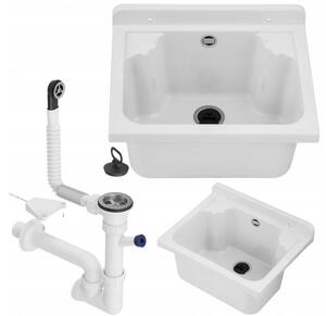 Gamma Manta mini, univerzális műanyag mosogató 42,4x34,3x24,2 cm + szifon, 1 kamrás, fehér, GMA-KGM42-WH