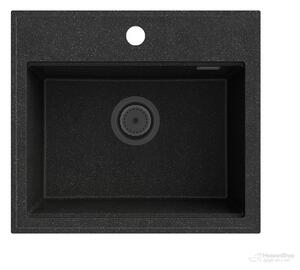 Gamma Modern 5055, 1 rekeszes gránit mosogató 560x500x210 mm, fekete pettyes, GMA-ZM-55-BP