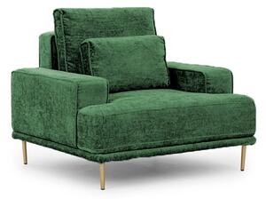 Pihenő fotel a nappaliba Nicole - zöld szövet Miu 2047, arany lábak