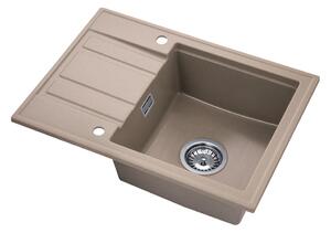 Gamma Modern 6040, 1 rekeszes gránit mosogató 580x420x185 mm, rövid vízelvezetővel, bézs, GMA-ZM-6040-B