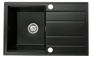 Gamma Modern 6040, 1 tálos gránit mosogató 580x420x185 mm rövid lefolyóval, fekete arany pöttyökkel, GMA-ZM-6040-GD