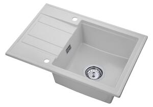 Gamma Modern 6040, 1 tálos gránit mosogató 580x420x185 mm rövid lefolyóval, fehér, GMA-ZM-6040-WH