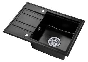 Gamma Modern 6040, 1 tálos gránit mosogató 580x420x185 mm, rövid lefolyóval, fekete pettyes, GMA-ZM-6040-BP