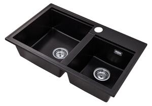 Gamma Modern 8020, 2 rekeszes gránit mosogató 795x495x210 mm, fekete arany pöttyökkel, GMA-ZLE000033