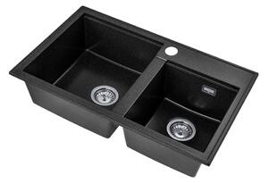 Gamma Modern 8020, 2 rekeszes gránit mosogató 795x495x210 mm, fekete pettyes, GMA-ZLE000025