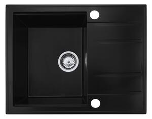 Gamma Modern 6550, 1 rekeszes gránit mosogató 650x500x210 mm rövid lefolyóval, fekete, GMA-ZLE000089