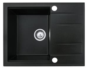 Gamma Modern 6550, 1 tálos gránit mosogató 650x500x210 mm rövid lefolyóval, fekete arany pöttyökkel, GMA-ZLE000093