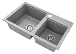 Gamma Modern 8020, 2 rekeszes gránit mosogató 795x495x210 mm, szürke, GMA-KAT00048