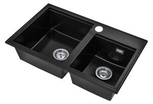 Gamma Modern 8020, 2 rekeszes gránit mosogató 795x495x210 mm, fekete, GMA-ZLE000026