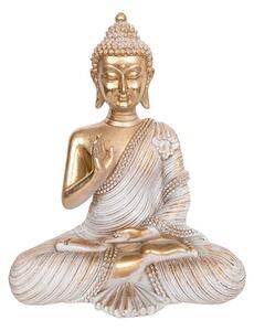 Buddha szobor - Fehér és arany - 20 cm