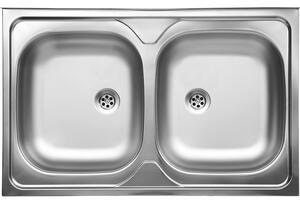Kuchinox 50, 2 rekeszes rozsdamentes mosogató 800x500x140 mm szekrényburkolathoz, acél, LAV-SK5_020T