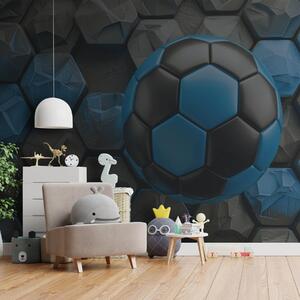 Fotótapéta Nagy focilabda és fekete és kék méhsejtek, Fotótapéta tini szoba, Fotótapéta tini szoba futball, w08617 : Uwalls.hu