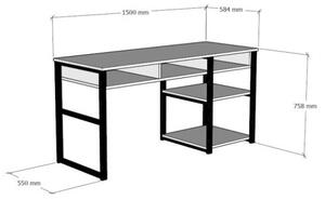 Serho fehér-fekete íróasztal 150 x 75,8 x 58,4 cm