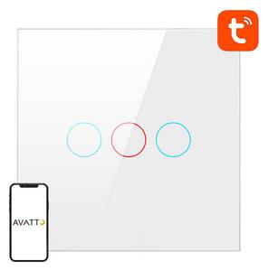 Avatto TS02-EU-W3 TUYA Wifi Érintőkapcsoló, tripla, fehér