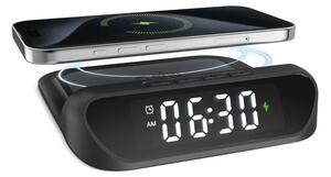 SBS 2-in-1 Ébresztőóra vezeték nélküli töltővel, fekete (TEWIRCLOCK)