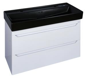 TMP SHARP 100D fali fürdőszobabútor - CeraStyle SHARP FEKETE DUPLA csaplyukas mosdóval - 100 x 48 cm