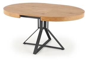 Asztal Houston 1224, Fekete, Arany tölgy, 77cm, Hosszabbíthatóság, Természetes fa furnér, Közepes sűrűségű farostlemez, Fém