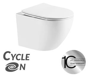 Laveo Desna Cycleon 2.0, falra akasztható WC csésze duroplast WC ülőkével, Vortex öblítés, fényes fehér, LAV-VMD_610S