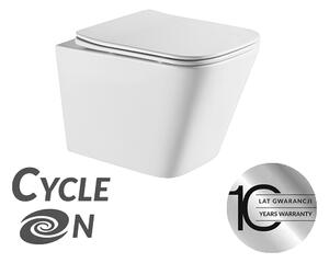 Laveo Kvadrato Cycleon 2.0, fali WC csésze duroplast WC ülőkével, Vortex öblítés, fényes fehér, LAV-VMK_610S