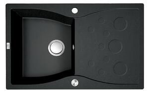 Laveo Molokin, 1 rekeszes gránit mosogató 800x500x195 mm hosszú csepegtetővel, fekete, LAV-SPO_711T
