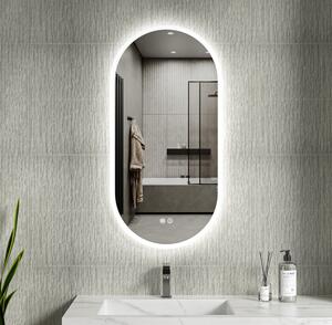 Erga Demi, ovális LED tükör 50x100cm, 3 fényszín, elülső világítás, páramentes fűtőpárna, ERG-V01-DEMI-5010-CL