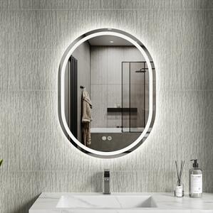 Erga Lyra, ovális LED tükör 60x80cm, 3 fényszín, első és hátsó világítás, páramentes fűtőpárna, ERG-V01-LYRA-6080-CL