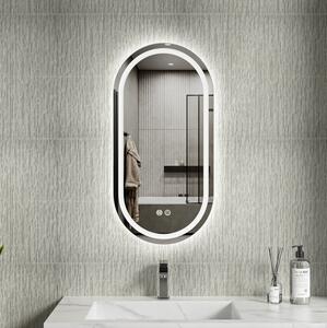 Erga Lyra, ovális LED tükör 40x80cm, 3 fényszín, első és hátsó világítás, páramentes fűtőpárna, ERG-V01-LYRA-4080-CL