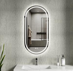Erga Lyra, ovális LED tükör 50x100cm, 3 fényszín, első és hátsó világítás, páramentes fűtőpárna, ERG-V01-LYRA-5010-CL