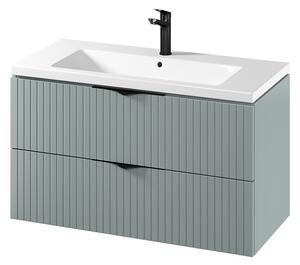 Cersanit Tirso, fali mosdószekrény 994x447x572 mm + kerámia mosdó, matt zöld, S801-546