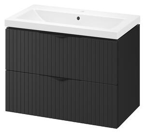 Cersanit Tirso, fali mosdószekrény 794x447x572 mm + kerámia mosdó, matt fekete, S801-587