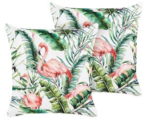 Többszínű flamingós kerti díszpárna kétdarabos szettben 45 x 45 cm ELLERA