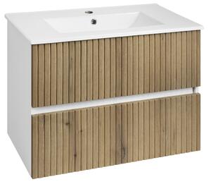 Aqualine Aqualine, PANEDA STRIP mosdószekrény 74,5x55x45,2cm, emporio tölgyfa, PN375