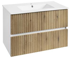 Aqualine Aqualine, PANEDA STRIP mosdószekrény 79,5x55x45,2cm, emporio tölgyfa, PN380