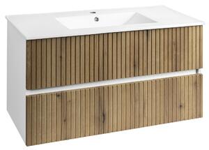 Aqualine Aqualine, PANEDA STRIP mosdószekrény 99,5x55x45,2cm, emporio tölgyfa, PN310