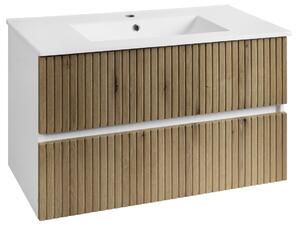 Aqualine Aqualine, PANEDA STRIP mosdószekrény 89,5x55x45,2cm, emporio tölgyfa, PN390