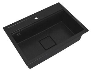 Gamma Quadro 7050, 1 rekeszes gránit mosogató 700x500x220 mm, fekete pettyes, GMA-ZLE000238