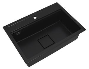 Gamma Quadro 7050, 1 rekeszes gránit mosogató 700x500x220 mm, fekete, GMA-ZLE000237
