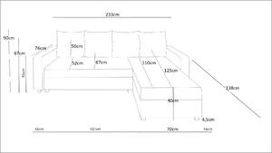 SANVI sarok ülőgarnitúra karfával - világos szürke / szürke