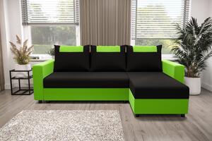 SANVI sarok ülőgarnitúra karfával - zöld / fekete